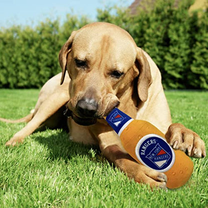 Pets First NHL New York Rangers Beer Bottle Plush Dog & Cat Toy- Cutest Stadium SODA Bottle Snack Plush Toy for Dogs & Cats with Inner Squeaker & Beautiful Hockey Team/Logo - color: New York Rangers, style: NHL Beer Bottle Toy