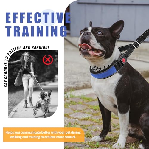 Martingale No Pull Dog Collar for Large Medium Dogs Training Walking, Heavy Duty Nylon Reflective Adjustable Anti Pull Slip Collar with Buckle S Blue - color: Blue, size: S (11"-15" Neck, 1.5" Wide)