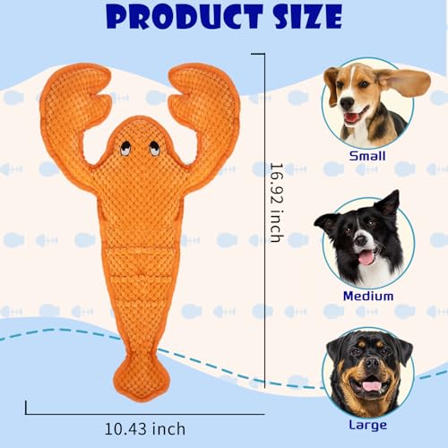 Squeaky Dog Toy No Stuffed Dog Toys,Lobster Puppy Toys for Small Medium Large Breed pups Teething Interactive Toy to Keep Them Busy, Best Christmas Birthday Gift - color: Orange