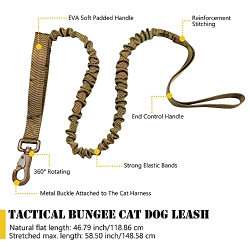 Tactical Cat Harness and Leash for Walking Escape Proof, Adjustable Military K9 Pet Vest Harness Easy Control for Large Cat, Puppy and Small Dog (Coyote Brown) - color: Coyote Brown