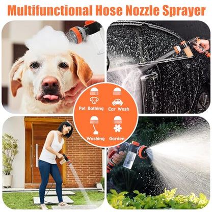 Dog Shower Attachment with Soap Dispenser, Upgraded Dog Wash Hose Attachment for Pet Bathing, High Pressure Foam Sprayer with 10 Spray Modes and Grooming Brush