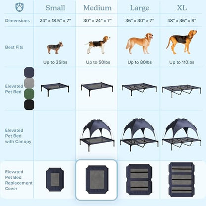 Elevated Dog Bed Cover - 30x24-Inch Replacement Pet Bed Cover with Mesh Panel - for Indoor/Outdoor Use - Dog Cot Not Included by PETMAKER (Blue) - size: Medium