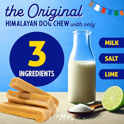 Himalayan Dog Chew Original Yak Cheese Chew, 1 Large Stick, 3.3 oz, Gluten Free, Healthy Treats, Grain & Lactose Free 100% Natural, Long Lasting for Dogs Under 55 lbs