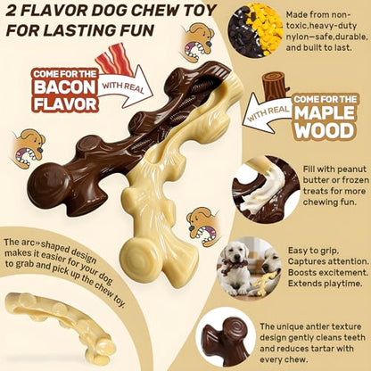 SIHRMIU 2 Pack Dog Chew Toys for Aggressive Chewers,Boredom and Stimulating Best Dog Toys for Medium/Large Breed,Tough Almost Indestructible Dog Bones for Teeth Cleaning and Training