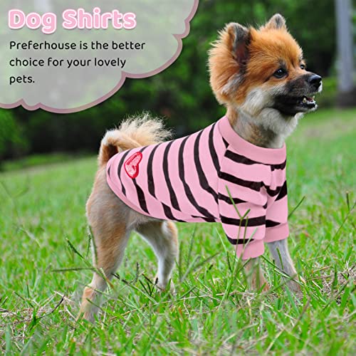 Pet Dog Striped T-Shirt Dogs Cats Cotton Vest Spring Summer Pet Apparel Tee Shirt Suitable for Small and Medium Large Pets French Bulldog Bichon - color: Light Pink, size: X-Small