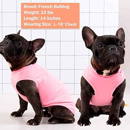 KYEESE 2Pack Dog Shirt, Soft Striped Dogs T Shirts, Lightweight Doggie Tank Top Cat Clothes, Sleeveless Dog Shirt for Small Dogs, Stretchy Pet Vest, Pink, Medium - color: 01# 2Pack (Pink+Striped), size: Medium (7-13lbs)
