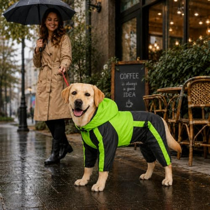 Pet Apparel Large Dog Clothing Raincoat Pet Clothes Rain Coat For Big Large Dogs Red Green Waterproof (L-XS, Green) - color: Green, size: L-XS (Medium Dog ~20lbs)