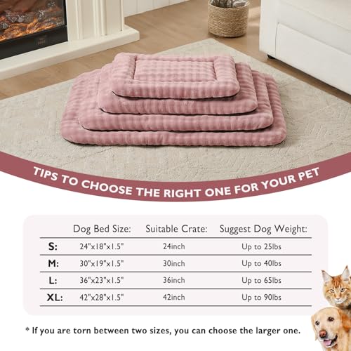 Dog Bed Mat Crate Pad for Large Dogs, Washable Soft Pet Sleeping Mat Kennel Pad with 3D Bubble Pattern, Dusty Pink, 42"x 28" - color: Dusty Pink, size: 42"L x 28"W x 1.5"Th