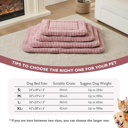 Pet Bed Mat Crate Pad for Cats Small Dogs, Washable Soft Pet Sleeping Mat Kennel Pad with 3D Bubble Pattern, Dusty Pink, 24"x 18" - color: Dusty Pink, size: 24"L x 18"W x 1.5"Th