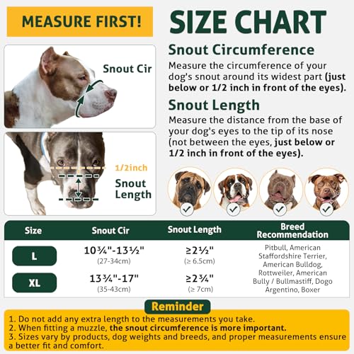 Mayerzon Pitbull Muzzle, Basket Muzzle for Large Dogs Rottweiler to Prevent Biting Chewing Scavenging, Breathable Dog Mouth Guard for Grooming Vet Visits that Allows Panting Drinking - size: XL