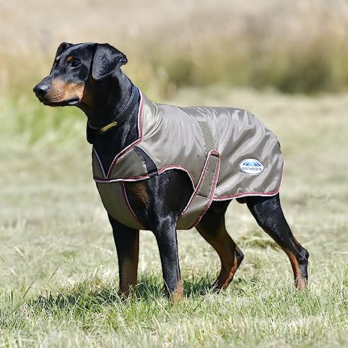 WeatherBeeta ComFiTec Windbreaker Free Deluxe Dog Coat, Olive Green/Burgundy/White, 12" - color: Olive Green/Burgundy/White, size: 12"