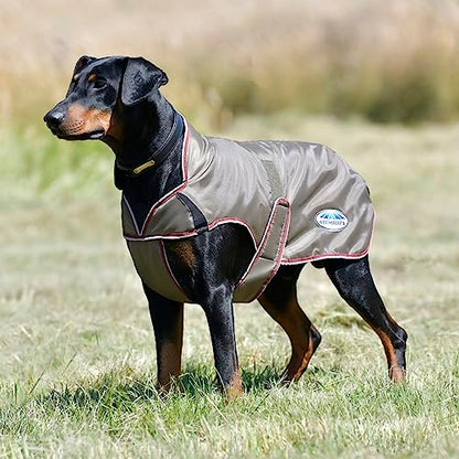 WeatherBeeta ComFiTec Windbreaker Free Deluxe Dog Coat, Olive Green/Burgundy/White, 12" - color: Olive Green/Burgundy/White, size: 12"