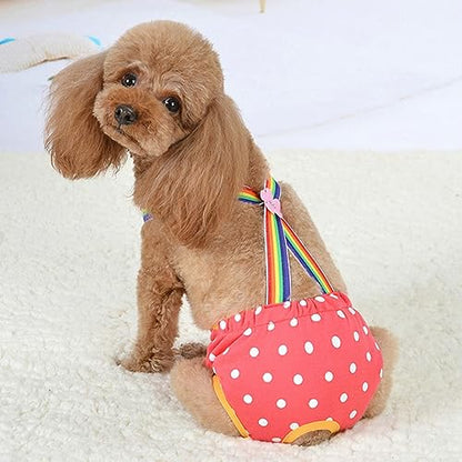 Dog Physiological Pants Pet Sanitary Pantie with Suspender Cat Diapers Underwear Puppy Adjustable Costumes Reusable Washable Breathable Menstruation Outfits Dog Diapers for Girl Dogs (Rose Red, M) - color: Rose Red, size: Medium