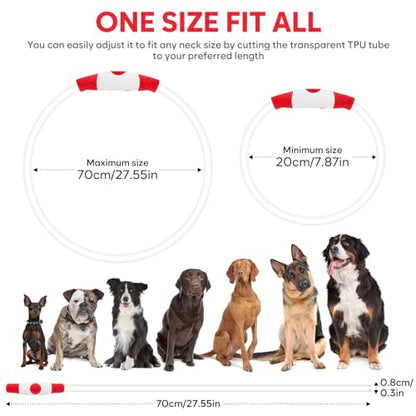 HIGO LED Dog Collar Light - USB Rechargeable Light Up Dog Collars, DIY Flash LED Dog Necklace for Your Dogs Walking at Night (Red) - color: Red
