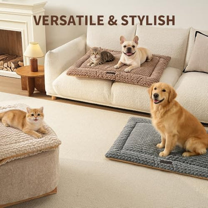 SOMAHE Cat & Dog Bed Mat, Soft Plush Flat Cat Bed with Non-Slip Bottom, 1.2" Thick All-Season Kneading Cushion, Machine Washable Pet Bed for Cats & Small Dogs 20×27Inch, Grey - color: Grey, size: 27"L x 20"W x 1.2"Th