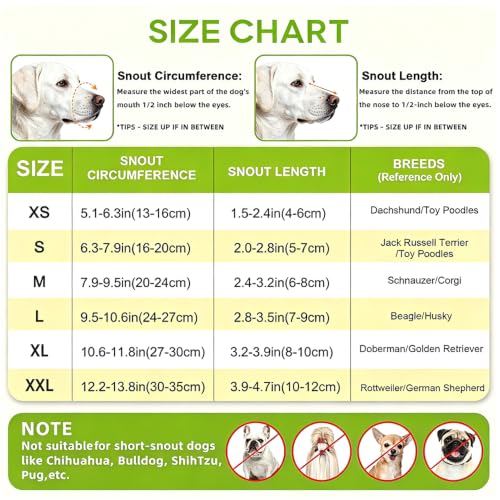 Dog Muzzle, Breathable Mesh Muzzle for Small Medium Large Sized Dogs, Adjustable Soft Muzzles to Prevent Chewing, Biting & Scavenging, Training and Walking Allows Panting Drinking (M) - size: M