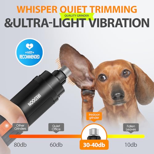 IREDOON Dog Nail Grinder Upgraded - Professional 3-Speed Super Quiet and Low Vibration Electric Pet Nail Grinder with 4 LED Lights - Painless Paws Grooming & Smoothing for Small to Large Dogs (Black) - color: Black