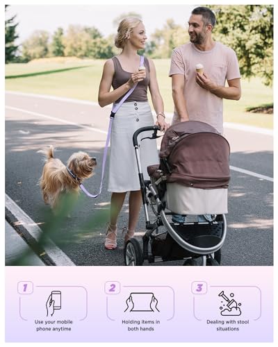 Hands Free Dog Leash, 8.2ft Multifunctional Crossbody Rope with Explosion-Proof Handle and Adjustable Training Hands Free Leash for Dogs Walking(Purple) - color: Purple