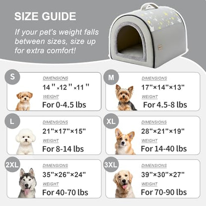 Jiupety 2 in 1 Dog House Indoor, Comfy Cave Bed Covered Dog Bed, Portable House for Large Dogs, 3XL(39"×32"×28"), Up to 90 Lb, Grey - style: 3XL