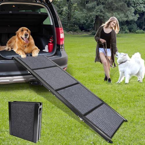 GaliGali Dog Ramp for Car, Portable Folding Pet Stair 71" Long&19.7" Wide | Ramp with Non-Slip Carpet Wider Dog Stair Allows Medium to Large Dogs Up to 250 lbs to Enter Car SUV and Truck - size: Foldable 180*50