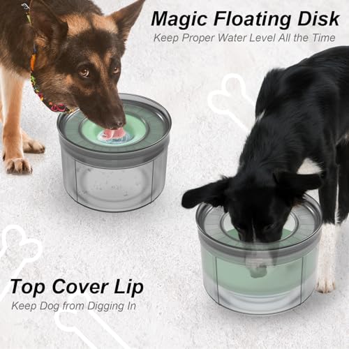 Techphardo 1Gallon No Spill Dog Water Bowl-3.8L Large Capacity, BPA-Free, Anti-Splash & Anti-Digging Design with Non-Slip Base, for Messy Drinkers - color: Green