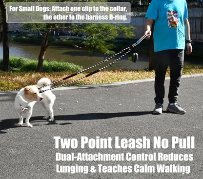Two Point Control & Hands Free Dog Leash, Waist & Crossbody Leash with Car Seat Belt Clip, Heavy Duty Reflective & Tangle-Free, No Pull Harnesses Compatible for Large Medium Dogs, Black