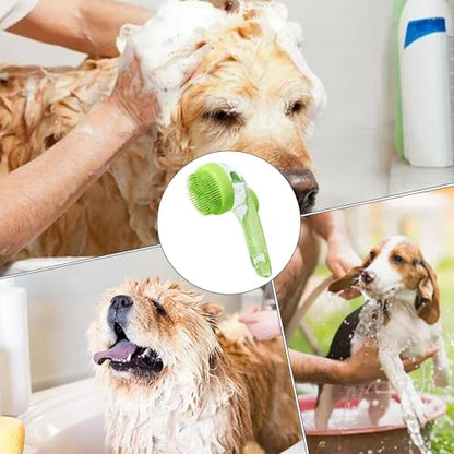 Dog Bath Brush – Shampoo Scrubber, Built-In Soap Dispenser Tool, Gentle Silicone Massage Design, Effective Washer, Easy Grip Cleaning Accessory | Dog bathing time, long haired puppy wash
