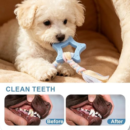 2 Pack Dog Chew Toys for Puppy Cute Blue Small Dog Toys Puppy Dog Toys for Teething Soft Durable Interactive Chew Toy for Small Dogs Light Blue