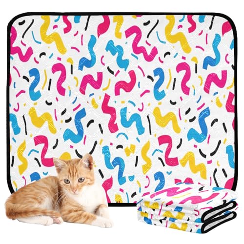 Qilmy Colorful Ribbons Pet Mat, Waterproof Reusable Dog Training Pad Anti-Slip Pet Creat Pad for Small Medium Large Dogs and Cats - size: Medium+Large