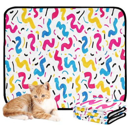 Qilmy Colorful Ribbons Pet Mat, Waterproof Reusable Dog Training Pad Anti-Slip Pet Creat Pad for Small Medium Large Dogs and Cats - size: Medium+Large