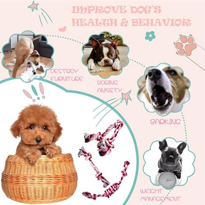 3 Pack Dog Rope Toys Puppy Teething Sturdy Cotton Chew Toy for Small Breed | 2-8 Months Pets Durable Interactive Tug Ropes Teeth Clean Pink Girl Indoor/Outdoor Boredom - size: Small