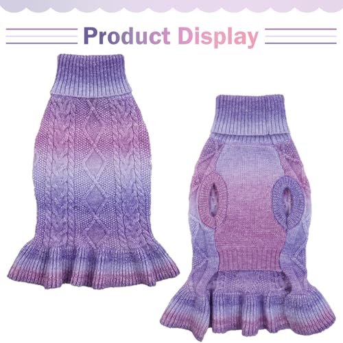 QBLEEV Small Dog Sweaters for Girls - Warm Winter & Fall Dog Sweaters with Soft Material, Turtleneck & Vest Options, Female XS - color: Gradient Purple, size: X-Small