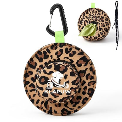 Hat Shaped Dog Poop Bag Holder, Waterproof Clip On Waste Bag Dispenser, Portable Leash Attachment Dog Walking Gear for Small Large Dogs, Leopard Print - color: Leopard print