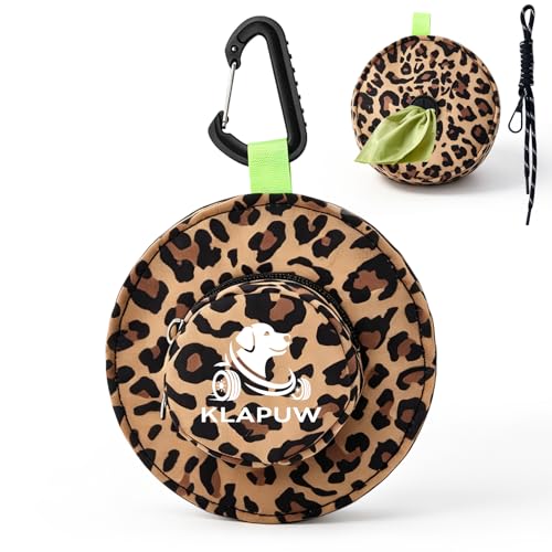 Hat Shaped Dog Poop Bag Holder, Waterproof Clip On Waste Bag Dispenser, Portable Leash Attachment Dog Walking Gear for Small Large Dogs, Leopard Print - color: Leopard print