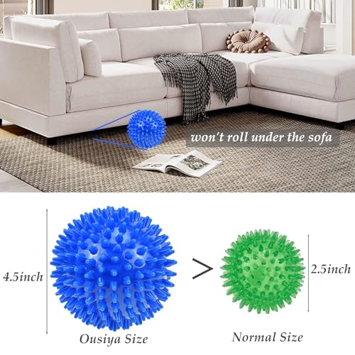 Dog Balls 4.5” Squeaky Dog Toys Spikey Ball for Aggressive Chewers Heavy Duty Teething Large Medium Durable Dogs Balls (4 Pack) - size: 4.5 Set of 4
