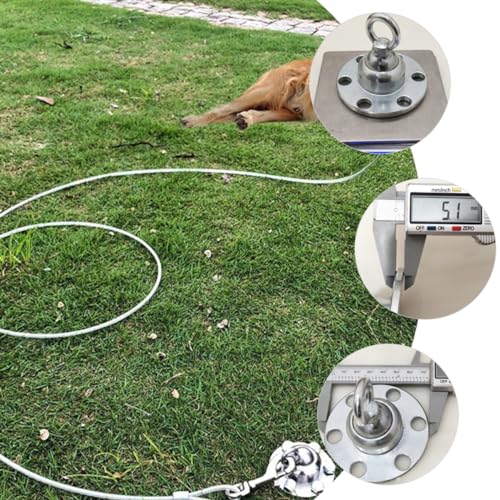 Happyyami 360-Degree Rotating Heavy Duty Tie Out Stake for Dogs and Cats Rust-Resistant Ground Anchor 10m Leash for Outdoor Use Portable Design
