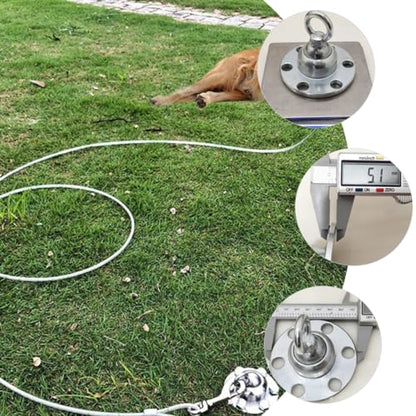 Happyyami 360-Degree Rotating Heavy Duty Tie Out Stake for Dogs and Cats Rust-Resistant Ground Anchor 10m Leash for Outdoor Use Portable Design