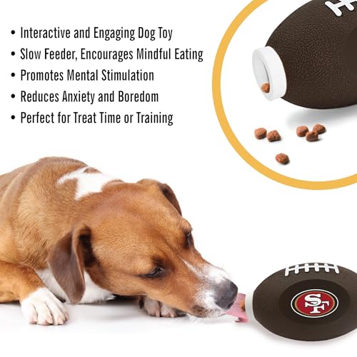 NFL San Francisco 49ers Football Treat Dispensing Toy for Dogs and Cats, Rubber Ball Pet Toy, Interactive Fun Doggie Treat Toy, Natural Rubber Feeding Toy - color: San Francisco 49ers