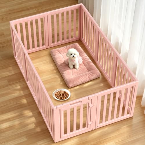 Dog Playpen, Clear Dog Pen, Dog Pen Indoor, Easy to Install and Remove Dog Play Pen, Puppy Playpen Suitable for Dogs, Cats,Dog Playpen Indoor (Pink,23.6 inch Height, 10 Panels) - color: pink, size: 23.6"Height