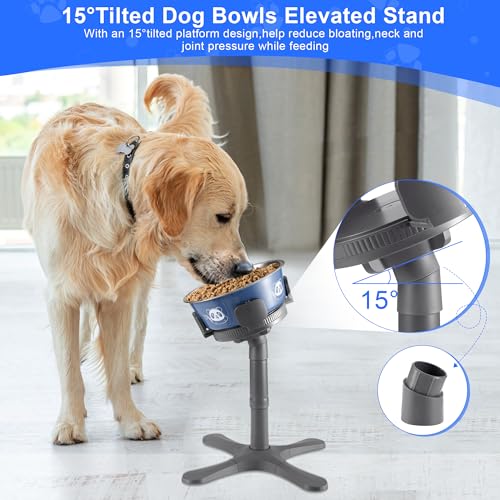 Dog Bowls,Elevated Adjustable Dog Bowl Stand with 3 Heights & Tilted Feeding Design, Raised Stand Compatible with Medium & Large Breeds(1 Pack) Grey - size: E -Dog Bowl Stand 1 Grey