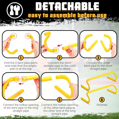 Wettarn 10 Pcs Speed Agility Training Hurdles Detachable Durable Hurdle Agility Plyometric and All Purpose Speed Training Equipment for Athletes Soccer Basketball - color: Yellow, size: 6 Inch