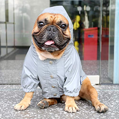 iChoue Dog Cold Weather Coats Reflective Safety Jackets Water Resistant Raincoats All Made Up of High Reflection Fabric Keep Dogs Visible for French English Bulldog Bully Pitbull - Silvery, Small - color: Silver, size: Small ( 5 - 15 lbs )