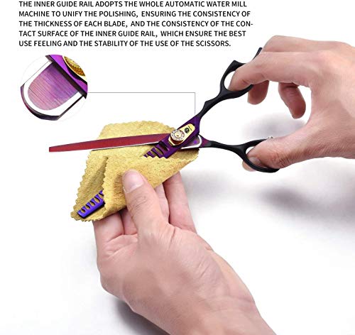Purple Dragon Professional 7.0/8.0 inch Pet Grooming Hair Cutting Scissor and 6.75/8.0 inch Dog Chunker Shear - Japan 440C Stainless Steel for Pet Groomer or Family DIY Use (Chunker Scissor)