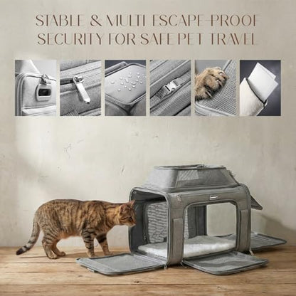 Top-Expandable Pet Carrier with Treat & Pet Window,17x11x9.5 Inch Alaska Hawaiian Airline Approved,Soft-Sided Dog Carrier for Small Dogs and Cats,Travel Cat Carrier with Locking Safety Zippers,Grey - color: Grey, size: 17.0"L x 11.0"W x 9.5"H
