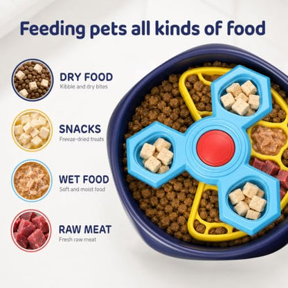Slow Feeder Dog Bowls with Removable Puzzle Inserts, 3-Layer Interactive Dog Puzzle Feeder, Non-Slip Base Slow Feeder & Lick Bowl for Medium & Large Breeds (Yellow) - color: Yellow
