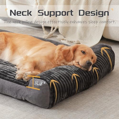 Dog Beds for Giant Large Dogs Breeds,Sofa Dog Bed with Pillow for Crate Kennel, Super Soft Pet Bed for Support Bolster, Comfortable Pet Couch Bed & Non-Slip Bottom - size: 54"L x 35"W x 4.5"Th
