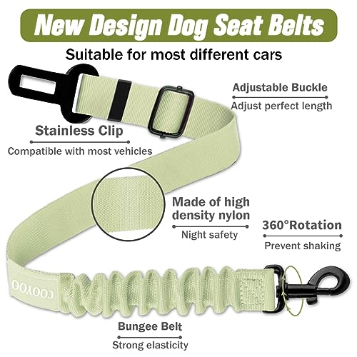COOYOO Dog Seat Belt,3 Piece Set Retractable Dog Car Adjustable Seatbelts for Vehicle Nylon Pet Safety Heavy Duty & Elastic & Durable Car Harness for Dogs - color: Set 11-Black+Light Green