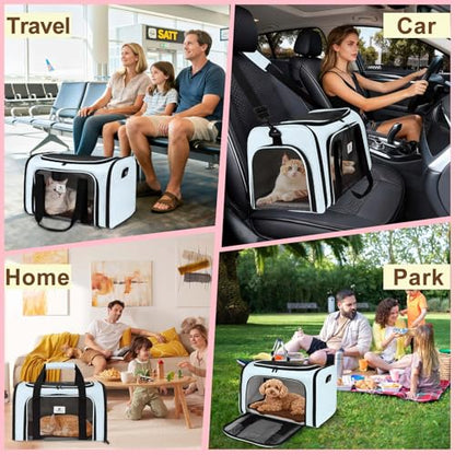 Cat Carrier - Cat Carrier Soft with Plush Pad & Cooling Mat, Easy-Load 4-Side Zipper & 3-Side Mesh Ventilation, Pet Carrier Airline Approved for Cats/Dogs Up to 16 lbs, Blue - color: Blue