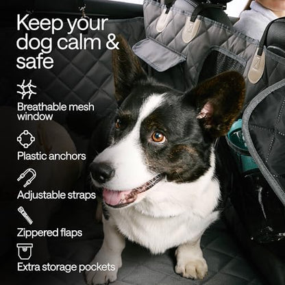 WONDER FAMILY Waterproof Dog Car Seat Cover for Back Seat with Hard Bottom Inserts (White, Standard-Car/SUV/Small Truck)