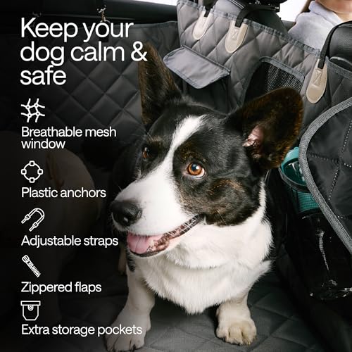 WONDER FAMILY Waterproof Dog Car Seat Cover for Back Seat with Hard Bottom Inserts (White, Standard-Car/SUV/Small Truck)